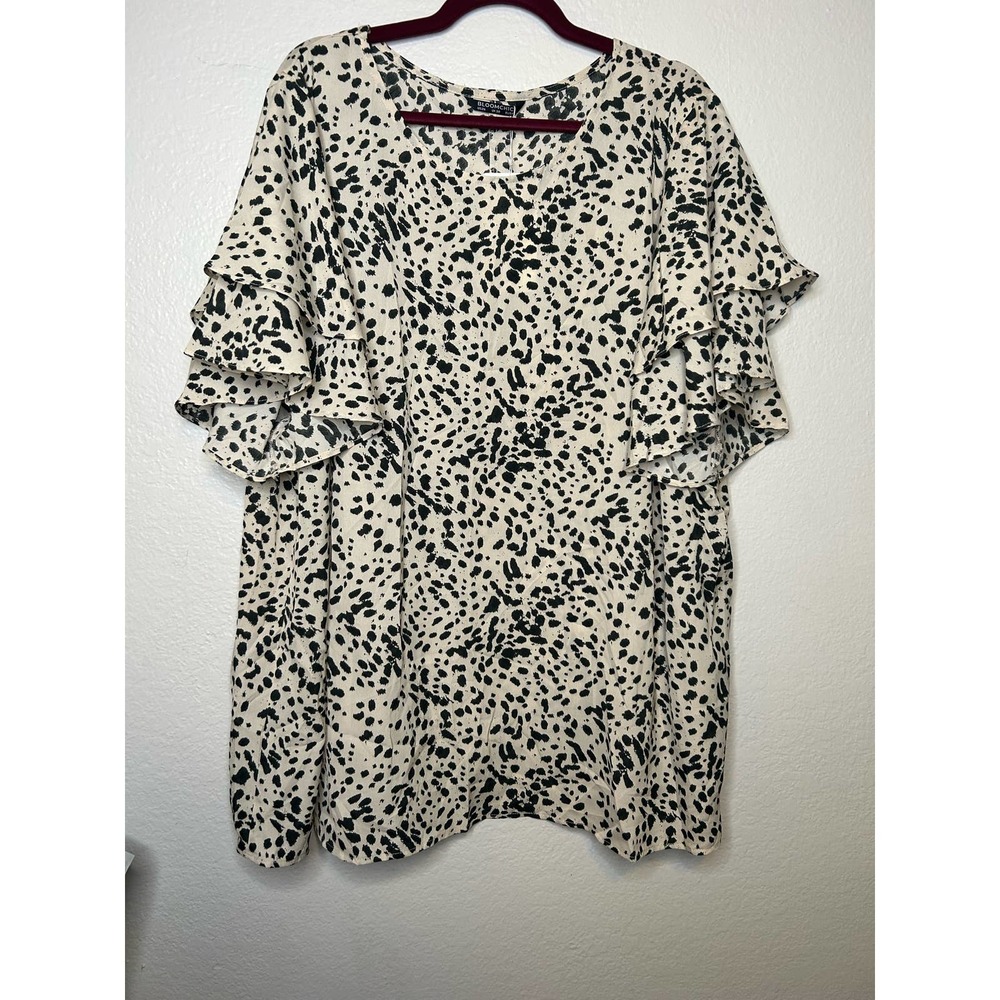 NWT Bloomchic Leopard Ruffle Sleeve Blouse 4X